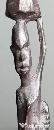 Pereche statuete din lemn sculptat manual, stil kenyan, artă tribală africană 