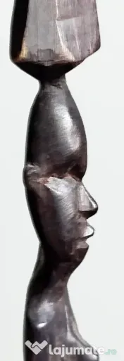 Pereche statuete din lemn sculptat manual, stil kenyan, artă tribală africană 