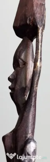 Pereche statuete din lemn sculptat manual, stil kenyan, artă tribală africană 