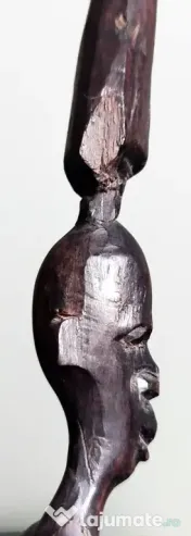 Pereche statuete din lemn sculptat manual, stil kenyan, artă tribală africană 