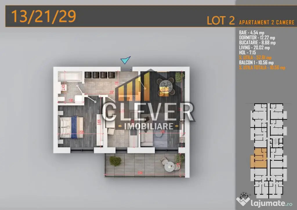 Ap 2 Camere | 63,41 mp Total | Balcon 10,56 mp | Comision 0% - Bucuresti (Bucuresti-Ilfov)