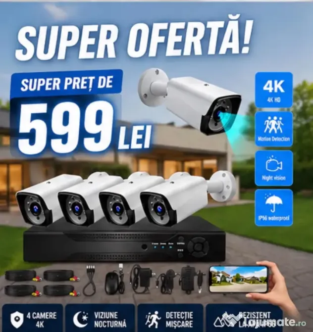 Vindem si Montam Camere Supraveghere Video KIT Complet 4/8/12 CAMERE