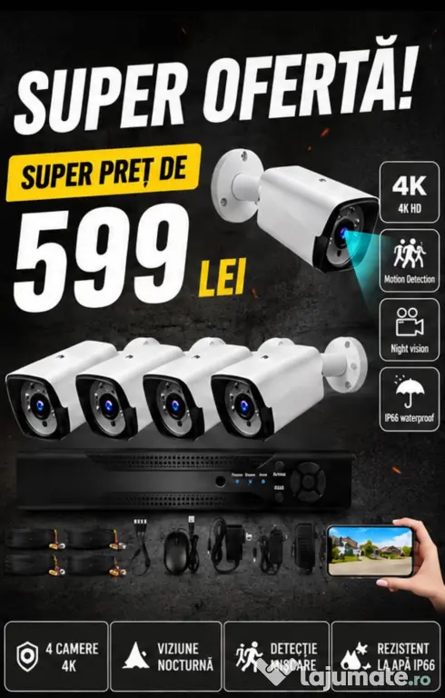 Vindem si Montam Camere Supraveghere Video KIT Complet 4/8/12 CAMERE