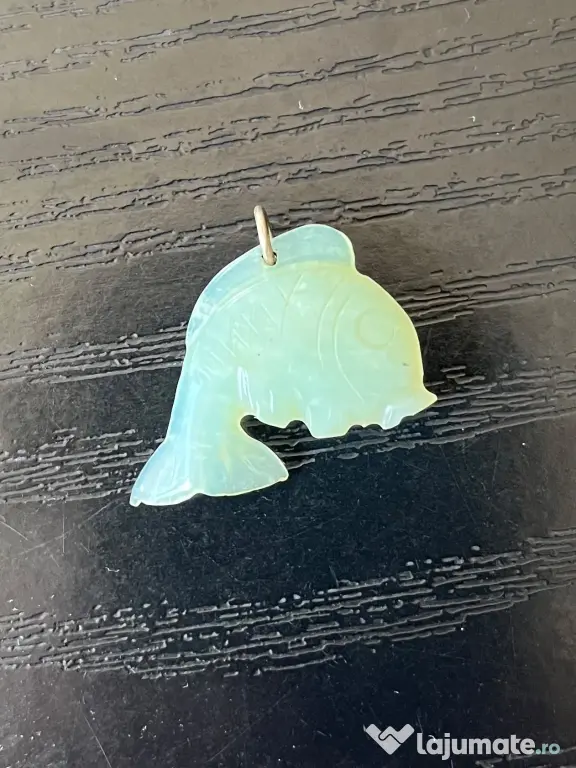 Pandativ Vintage Pește Crap (Koi) din Jad Translucid 2.86g