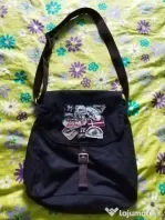 Geanta unisex, tip poștaș, neagra din material textil de la Marca'O Polo!