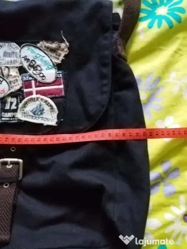 Geanta unisex, tip poștaș, neagra din material textil de la Marca'O Polo!