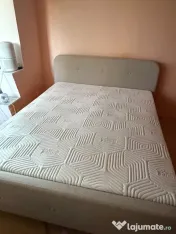 PAT dormitor tapițat jisk cu saltea inclusă. 