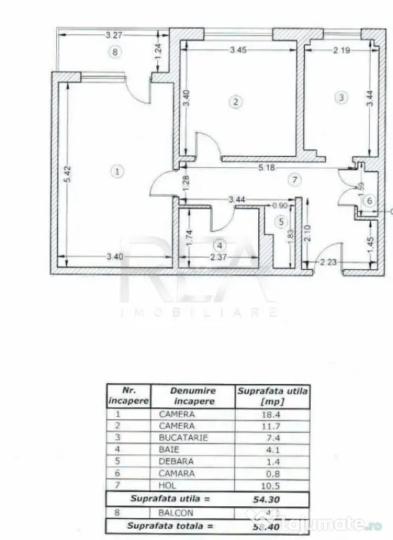 2 Camere, decomandat, 58,4 mp, bloc din 1980-Zona Lujerului - Bucuresti (Bucuresti-Ilfov)