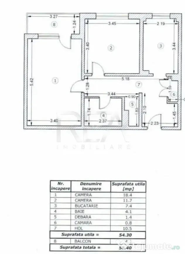 2 Camere, decomandat, 58,4 mp, bloc din 1980-Zona Lujerului - Bucuresti (Bucuresti-Ilfov)
