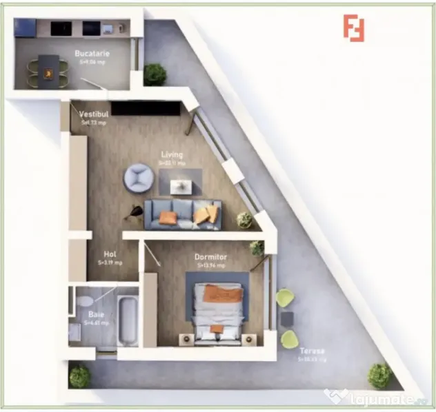 COMISION 0% Apartament cu 2 camere, terasa de 30 mp, bloc no - Timisoara (Timis)