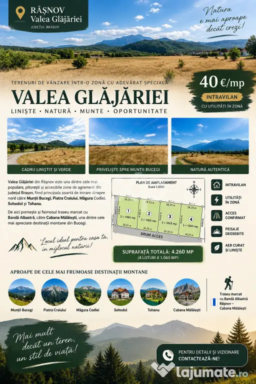 4.260 mp intravilan | 4 loturi | Valea Glăjăriei – Râș - Rasnov (Brasov)