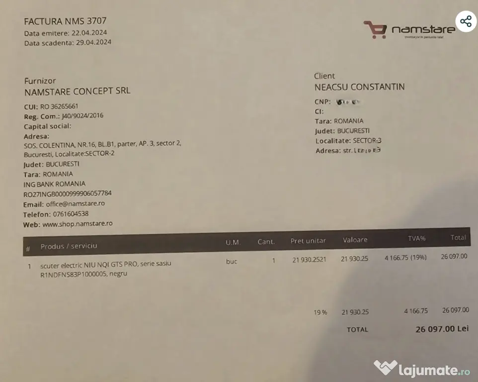 Scuter Electric 90km/h - 90km autonomie Niu NQi GTS PRO