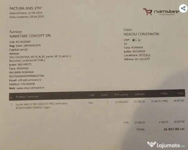 Scuter Electric 90km/h - 90km autonomie Niu NQi GTS PRO