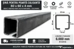 Șină pentru poartă culisantă / autoportantă 60×60×4 mm – lungime 6 metri