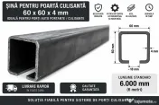 Șină pentru poartă culisantă / autoportantă 60×60×4 mm – lungime 6 metri