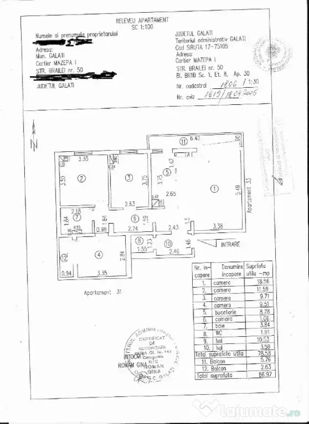 4 camere ultracentral modernizat-living openspace - Galati (Galati)