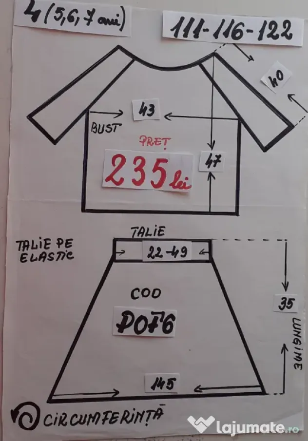 Costum popular pentru copii 4-5-6-7 ani