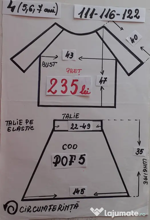 Costum popular pentru copii 4-5-6-7 ani