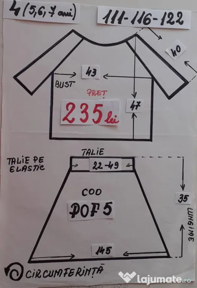 Costum popular pentru copii 4-5-6-7 ani