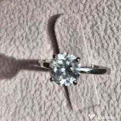 Inel solitaire aur alb 14K cu diamant natural 1,52 ct, certificat 
