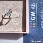 Inel solitaire aur alb 14K cu diamant natural 1,52 ct, certificat 