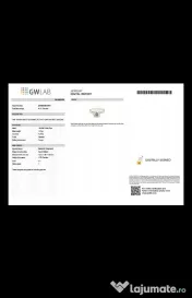Inel solitaire aur alb 14K cu diamant natural 1,52 ct, certificat 