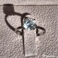 Inel solitaire aur alb 14K cu diamant natural 1,52 ct, certificat 