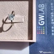 Inel solitaire aur alb 14K cu diamant natural 1,52 ct, certificat 