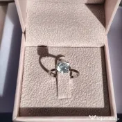 Inel solitaire aur alb 14K cu diamant natural 1,52 ct, certificat 