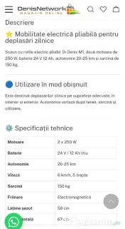 Scaun cu rotile electric pliabil 