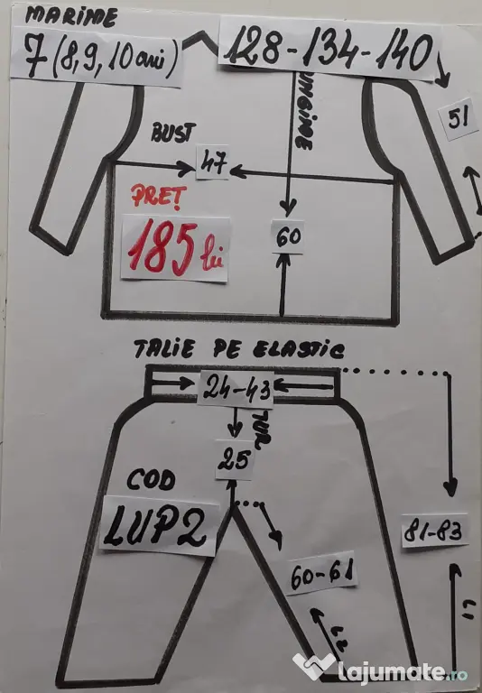 Costum Lup pentru copii 10-11-12-13 ani, 185 lei