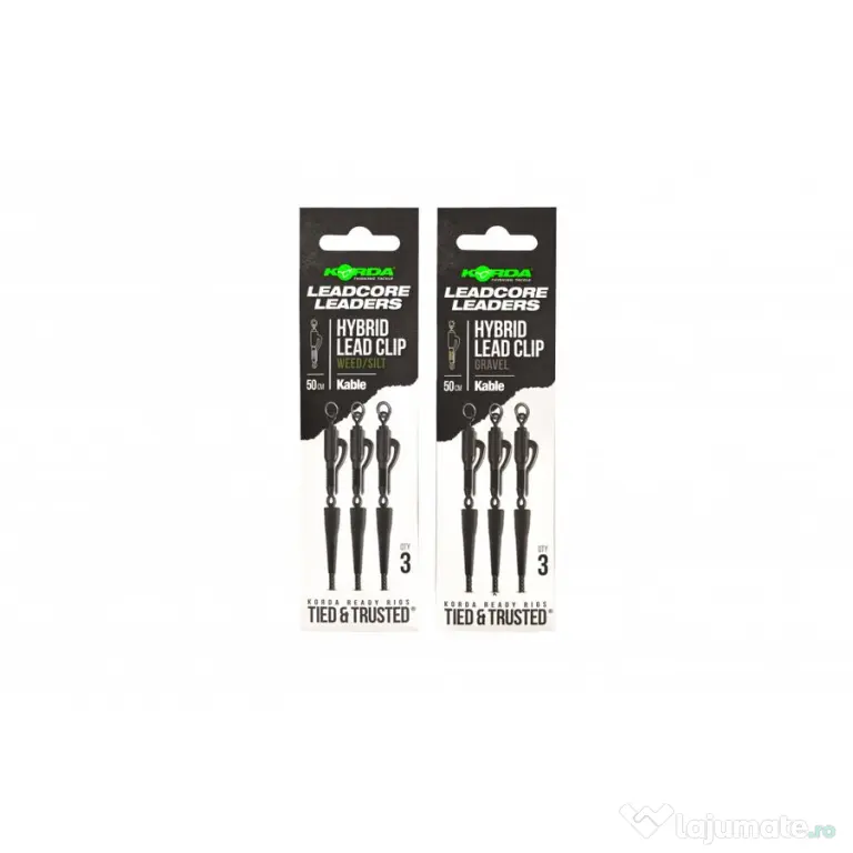 Montura Leadcore Korda Kable Hybrid Lead Clip, Gravel, 50cm, 3buc/plic
