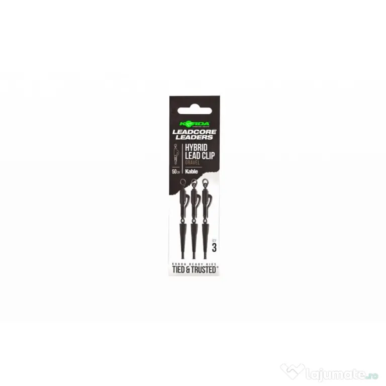 Montura Leadcore Korda Kable Hybrid Lead Clip, Gravel, 50cm, 3buc/plic