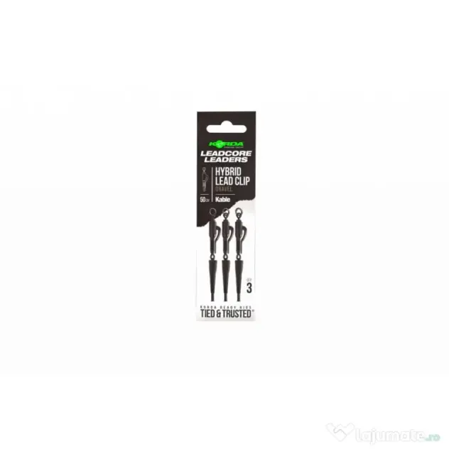 Montura Leadcore Korda Kable Hybrid Lead Clip, Gravel, 50cm, 3buc/plic