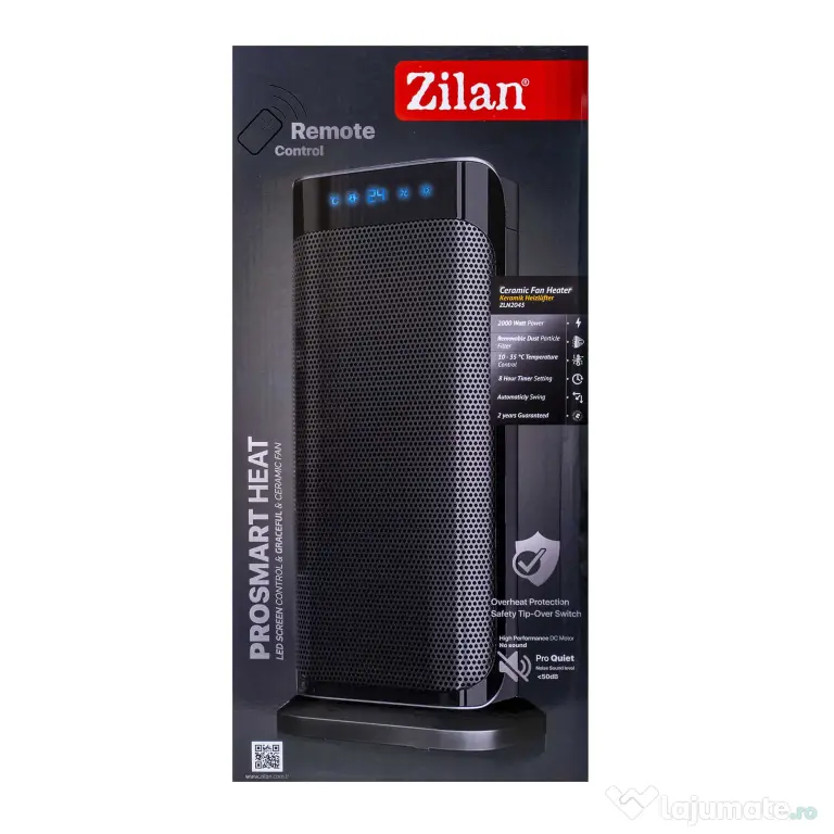 Aeroterma ceramica turn, putere 2000W, oscilatie automata, timer 8H, telecomanda / ZLN 2045