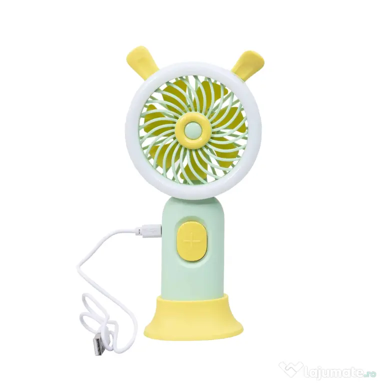 Ventilator de mana, alimentare USB, 3.7w, 3 viteze si suport, verde / ZTS 8241