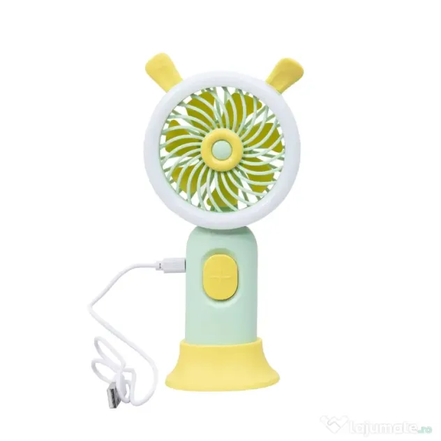 Ventilator de mana, alimentare USB, 3.7w, 3 viteze si suport, verde / ZTS 8241