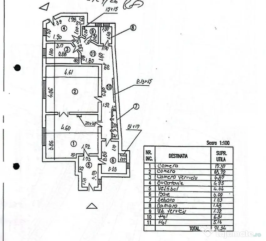 Apartament 2 camere + 1 camera de serviciu - 71,34 mp - Ultracentral - Bucuresti (Bucuresti-Ilfov)