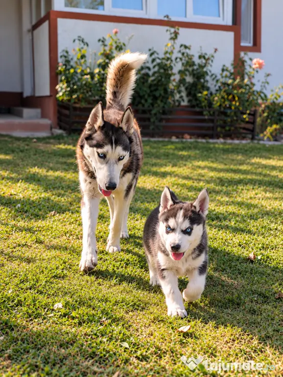 Pui Husky Siberian 3 femele și 1 mascul