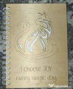 Agendă A5 din lemn „I Choose Joy Every Single Day” – copertă reutilizabilă