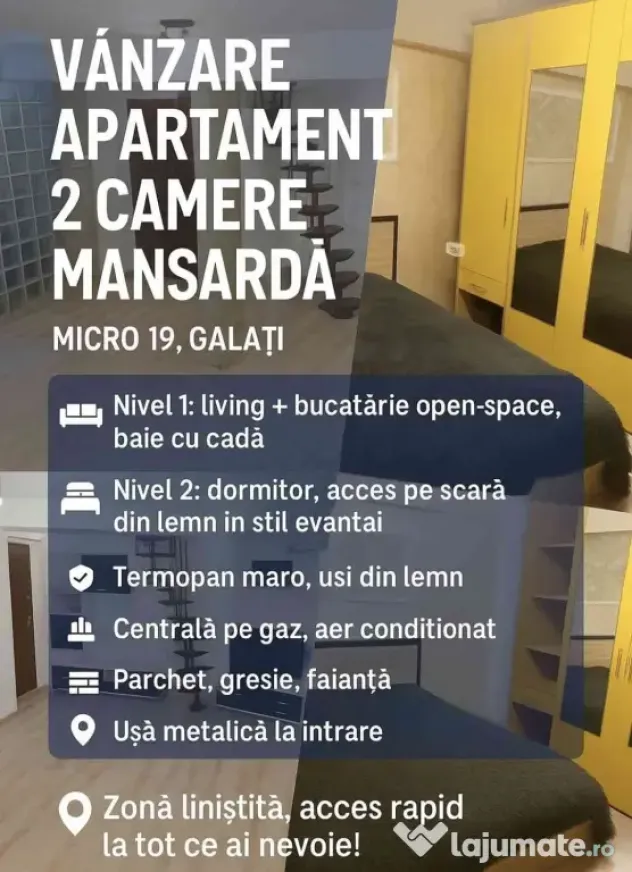 Vând Apartament Mansarda 2 camere Micro 9