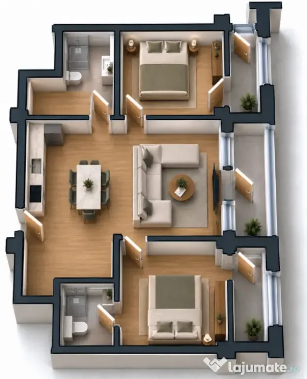 Apartament 3 camere open space Preajba - 0% comision la cump - Preajba (Dolj)