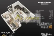 Sky Garden Pasarela Ap 3 camere cu 2 bai 