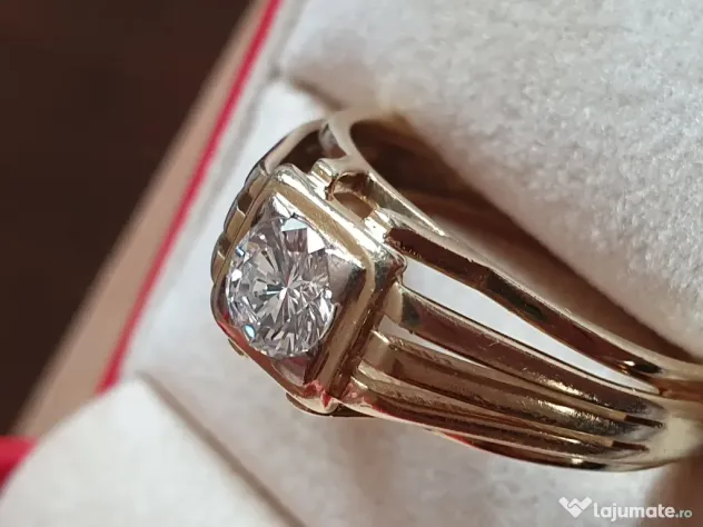 Inel Ghiul vintage unicat unisex cu diamant natural 0,60ct VVS