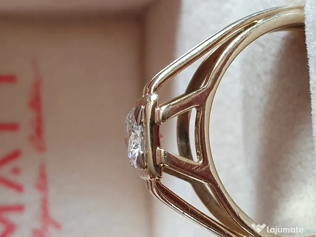 Inel Ghiul vintage unicat unisex cu diamant natural 0,60ct VVS