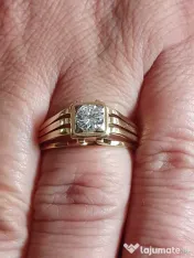 Inel Ghiul vintage unicat unisex cu diamant natural 0,60ct VVS