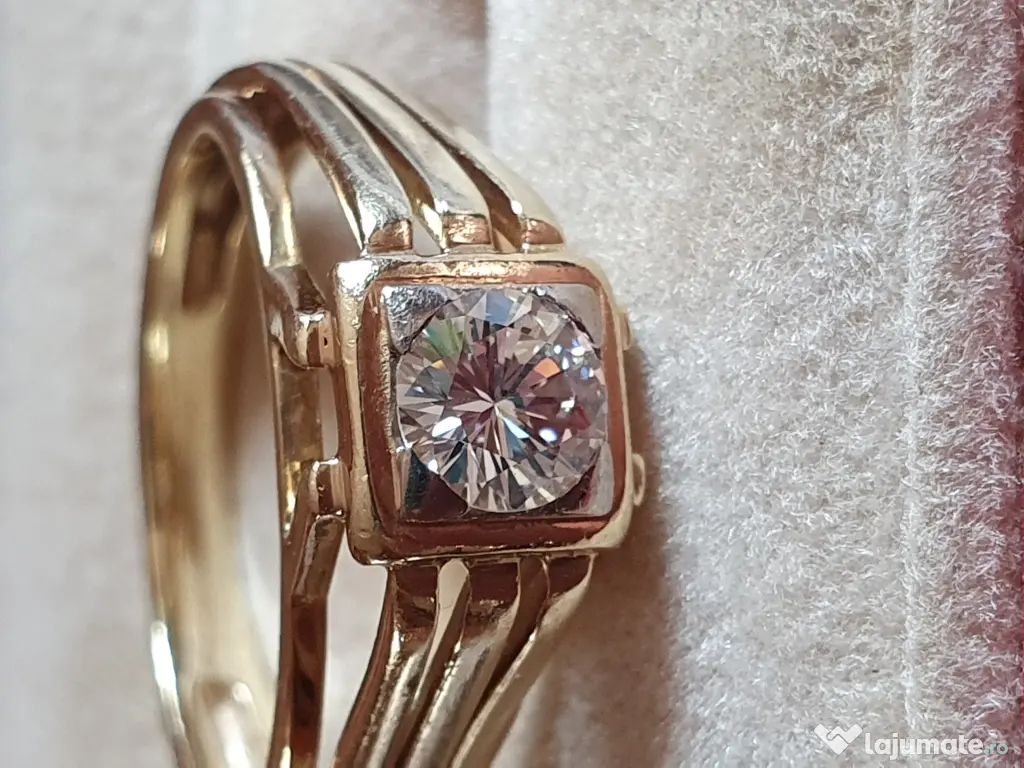 Inel Ghiul vintage unicat unisex cu diamant natural 0,60ct VVS
