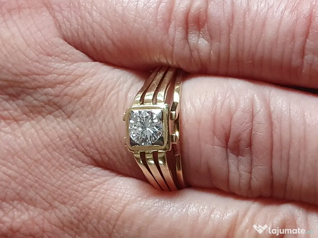 Inel Ghiul vintage unicat unisex cu diamant natural 0,60ct VVS
