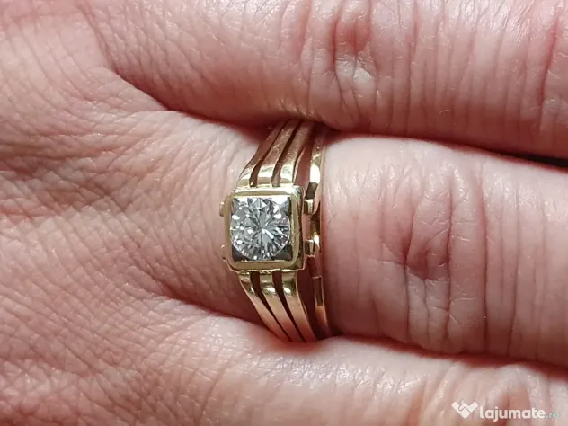 Inel Ghiul vintage unicat unisex cu diamant natural 0,60ct VVS
