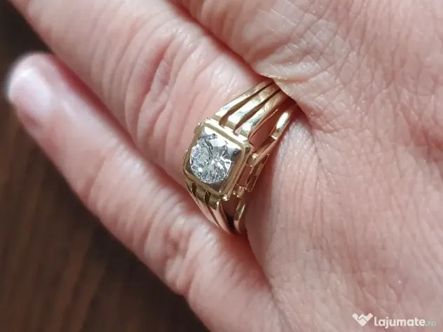 Inel Ghiul vintage unicat unisex cu diamant natural 0,60ct VVS